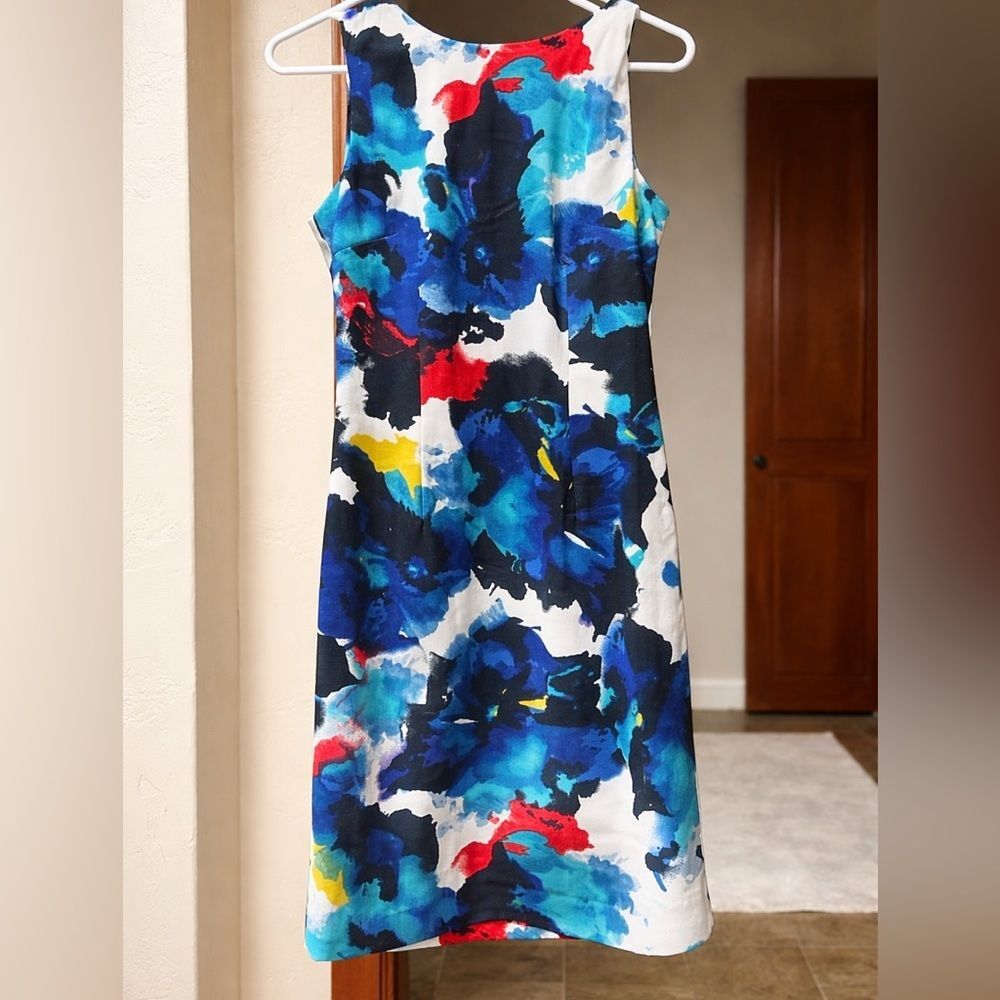 Mario Serrani Italy Watercolor Floral Sheath Dress Size 2 Sleeveless - Picture 4 of 6